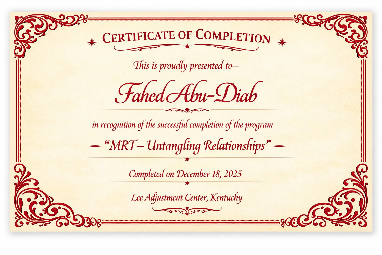 Certificate of Completion – Fuel Ed: Information Technology (Vo-Tech), April 10, 2025