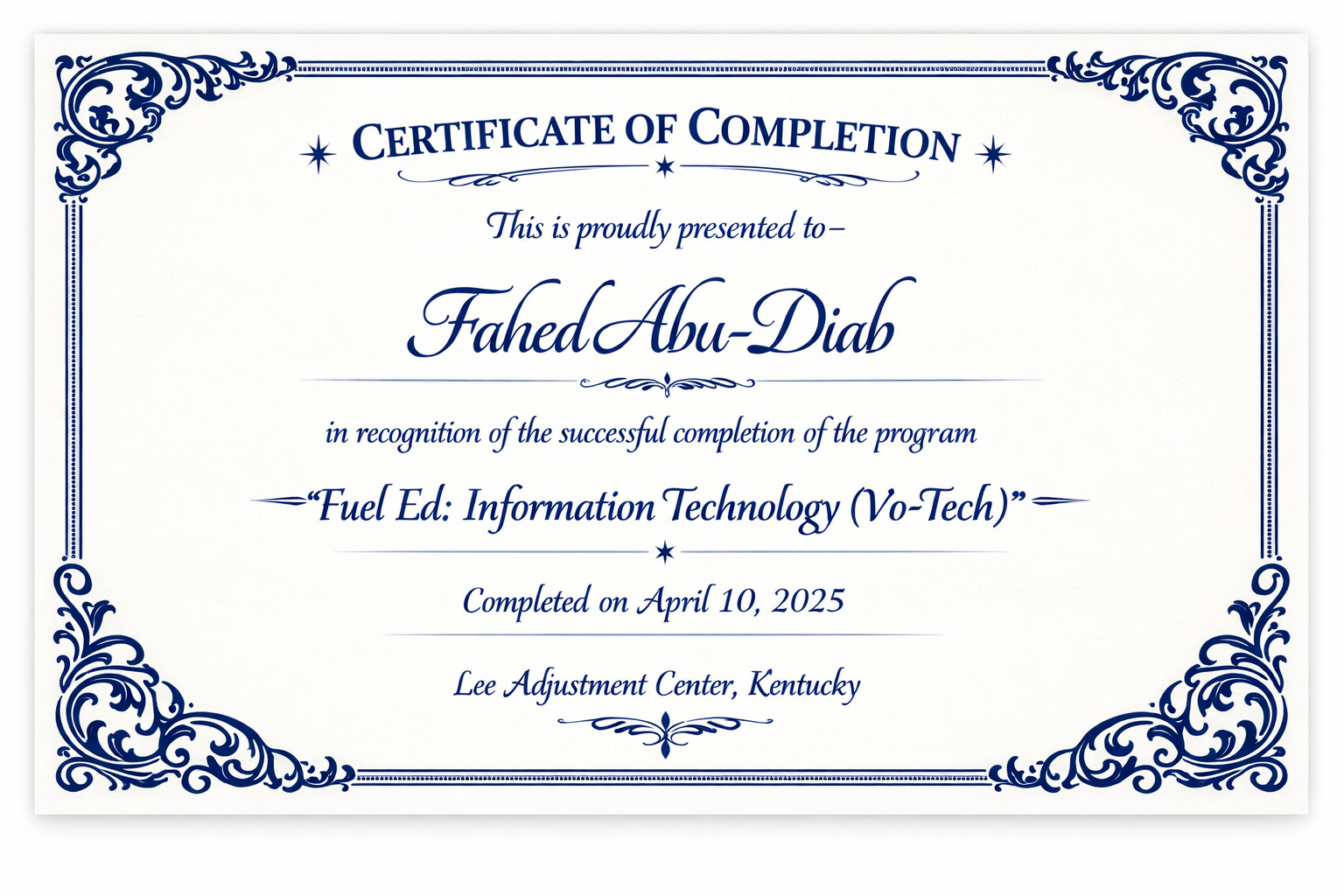 Certificate of Completion – Threshold, October 24, 2023